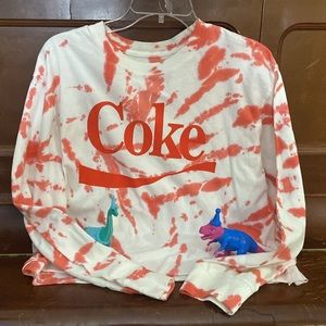 Juniors XXL (19) Long-sleeve tie-dye Coca-Cola red/white top EUC